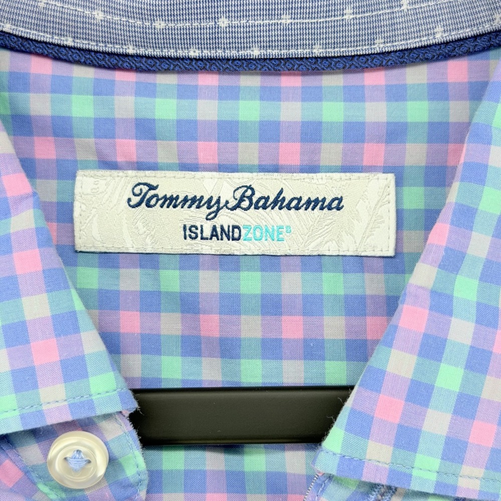 Tommy Bahama IslandZone Men's Large Multicolor Pima Cotton Gingham Shirt - Picture 2 of 12